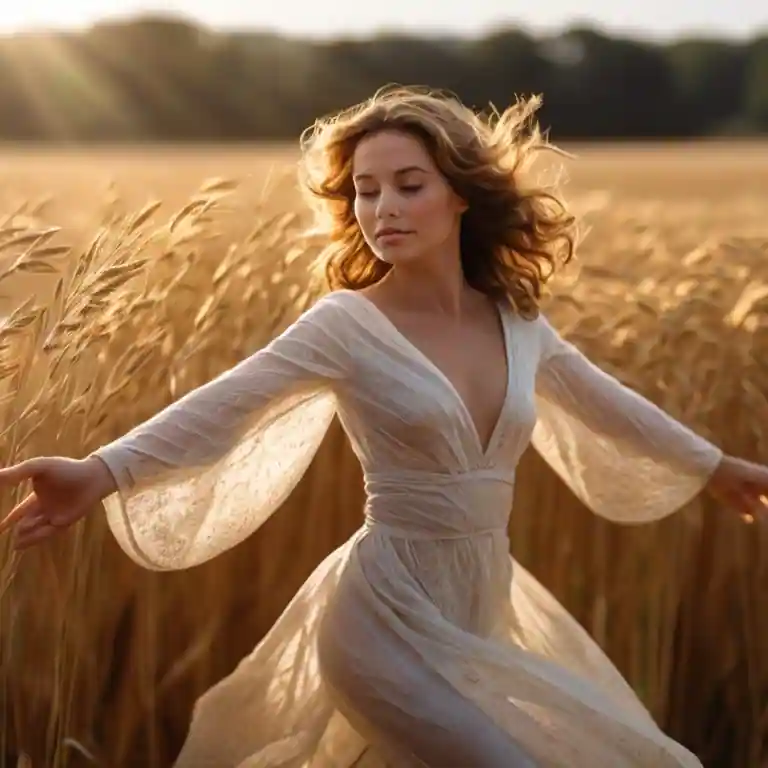 Woman in an oat field